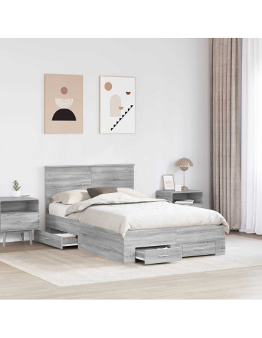 Struttura del letto con testiera Grigio Sonoma 120 x 200 cm