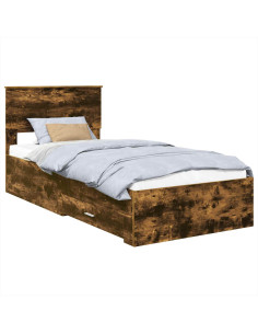 Struttura del letto Rovere fumé 100 x 200 cm Legno multistrato 2