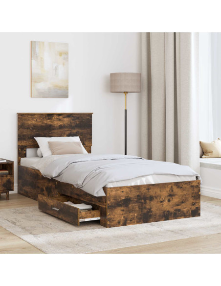 Struttura del letto Rovere fumé 100 x 200 cm Legno multistrato
