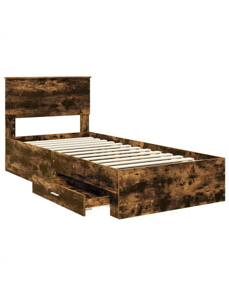Struttura del letto Rovere fumé 100 x 200 cm Legno multistrato