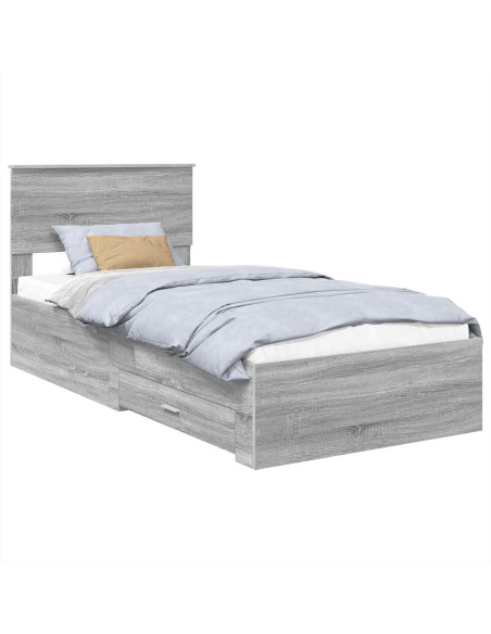 Struttura del letto con testiera Grigio Sonoma 100 x 200 cm