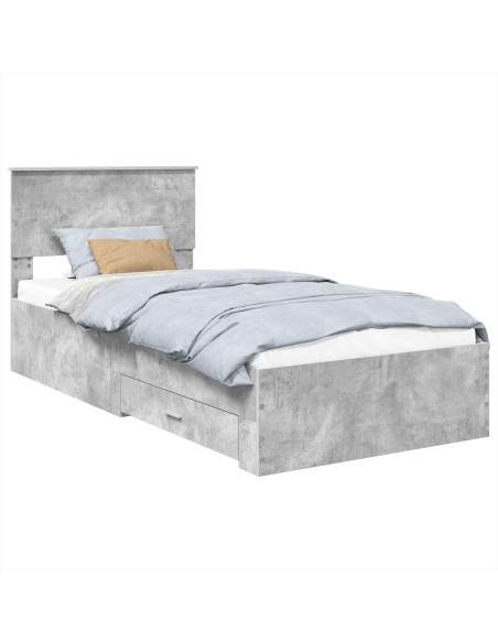 Struttura del letto con testiera Grigio cemento 90 x 190 cm
