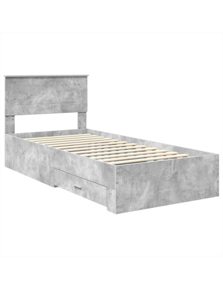 Struttura del letto con testiera Grigio cemento 90 x 190 cm