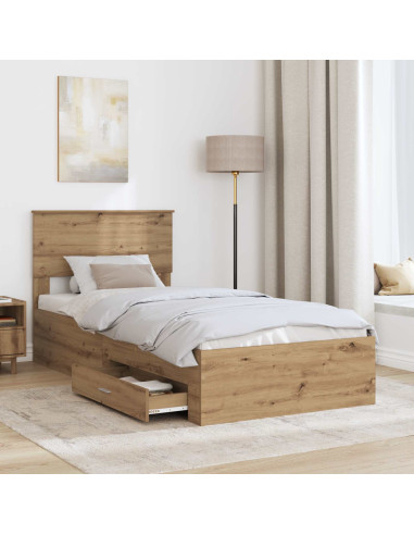 Struttura del letto con testiera Rovere artigianale 90 x 190 cm
