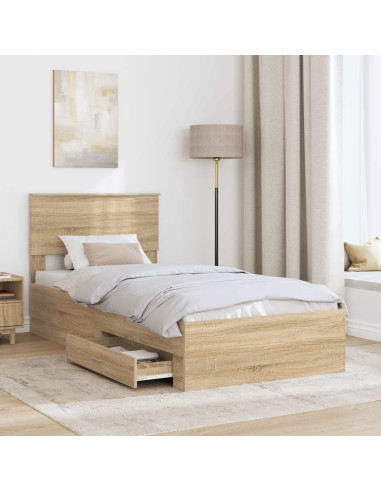 Struttura del letto Rovere Sonoma 90 x 200 cm Legno multistrato