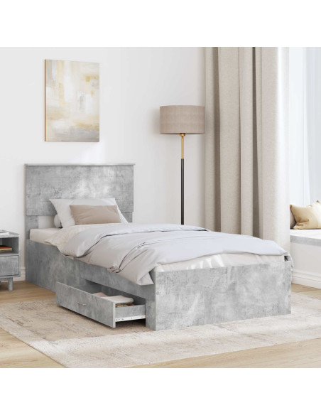 Struttura del letto con testiera Grigio cemento 90 x 200 cm