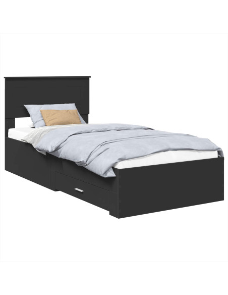 Struttura del letto con testiera Nero e Argento 75 x 190 cm