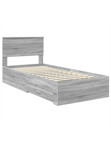 Struttura del letto Grigio Sonoma e Argento 75 x 190 cm
