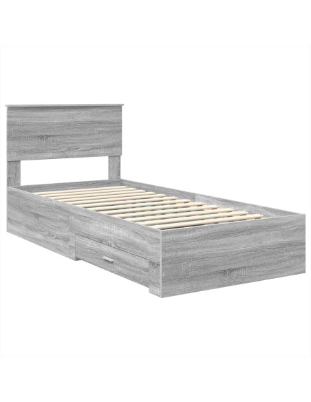 Struttura del letto Grigio Sonoma e Argento 75 x 190 cm