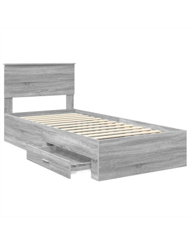 Struttura del letto Grigio Sonoma e Argento 75 x 190 cm