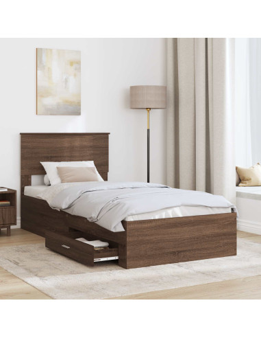 Struttura del letto Rovere Marrone e Argento 75 x 190 cm