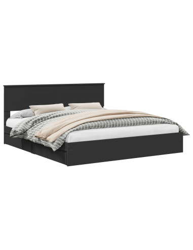 Letto con Contenitore Nero 200 x 200 cm Legno multistrato