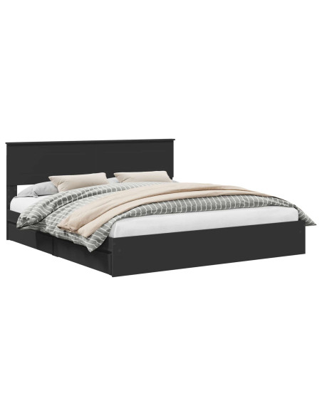 Letto con Contenitore Nero 200 x 200 cm Legno multistrato