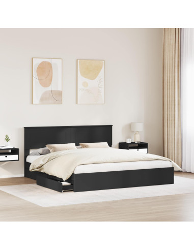 Letto con Contenitore Nero 200 x 200 cm Legno multistrato