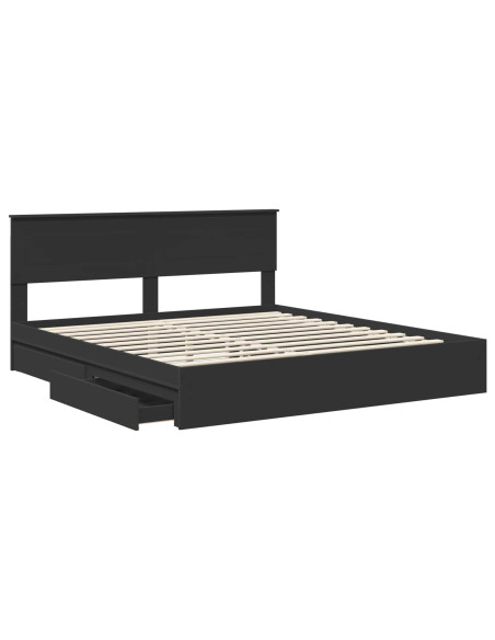 Letto con Contenitore Nero 200 x 200 cm Legno multistrato