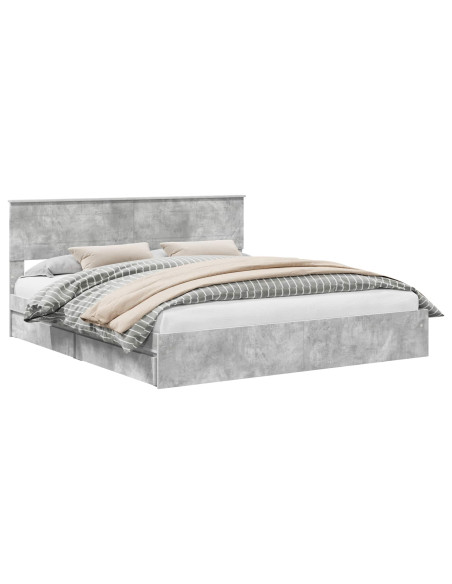Letto con Contenitore con testiera Grigio cemento 200 x 200 cm