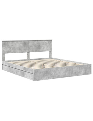 Letto con Contenitore con testiera Grigio cemento 200 x 200 cm