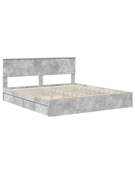 Letto con Contenitore con testiera Grigio cemento 200 x 200 cm