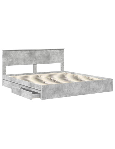 Letto con Contenitore con testiera Grigio cemento 200 x 200 cm