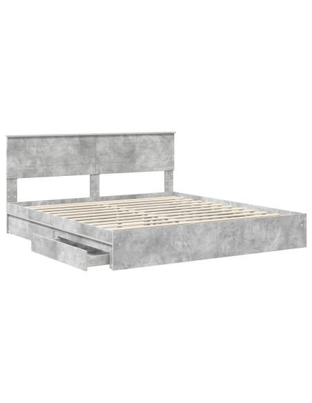 Letto con Contenitore con testiera Grigio cemento 200 x 200 cm