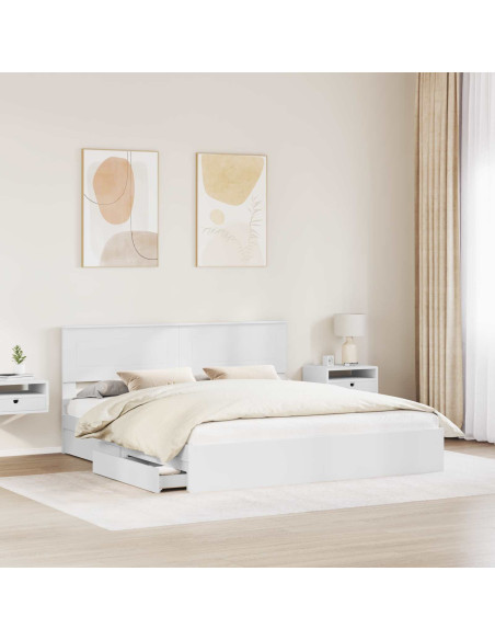 Letto con Contenitore Bianco 180 x 200 cm Legno multistrato