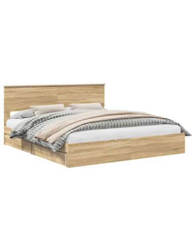 Letto con Contenitore con testiera Rovere Sonoma 180 x 200 cm
