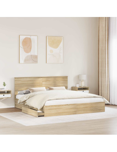 Letto con Contenitore con testiera Rovere Sonoma 180 x 200 cm