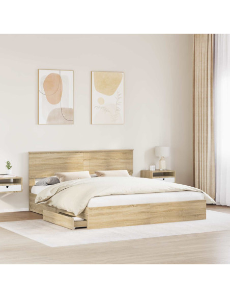 Letto con Contenitore con testiera Rovere Sonoma 180 x 200 cm