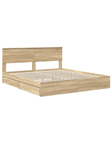 Letto con Contenitore con testiera Rovere Sonoma 180 x 200 cm