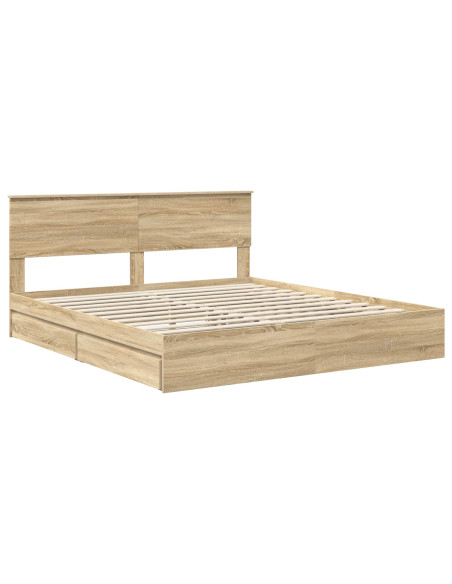 Letto con Contenitore con testiera Rovere Sonoma 180 x 200 cm
