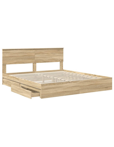 Letto con Contenitore con testiera Rovere Sonoma 180 x 200 cm