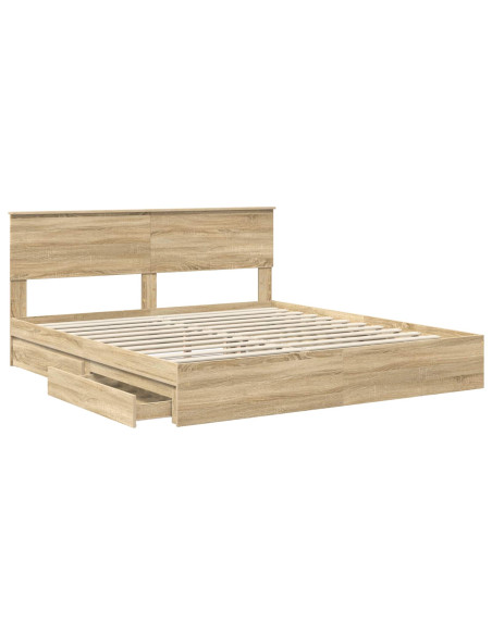 Letto con Contenitore con testiera Rovere Sonoma 180 x 200 cm