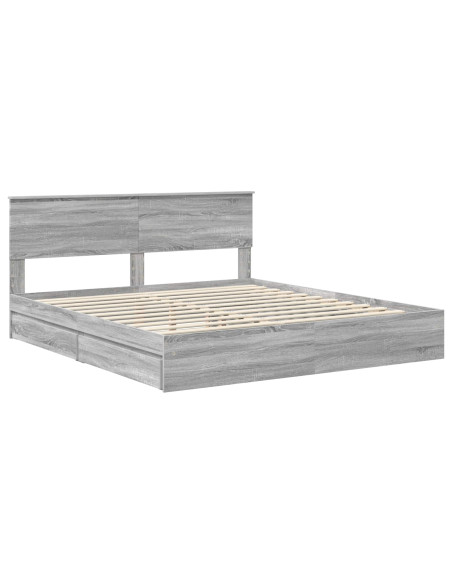 Letto con Contenitore con testiera Grigio Sonoma 180 x 200 cm