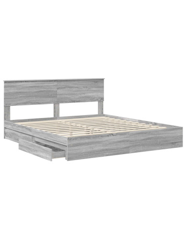 Letto con Contenitore con testiera Grigio Sonoma 180 x 200 cm