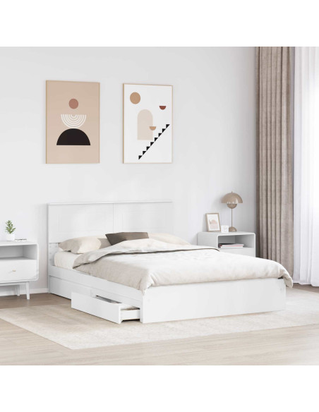 Letto con Contenitore Bianco 160 x 200 cm Legno multistrato