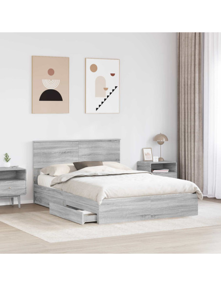 Letto con Contenitore con testiera Grigio Sonoma 160 x 200 cm