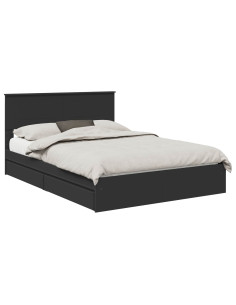 Letto con Contenitore Nero 150 x 200 cm Legno multistrato 2