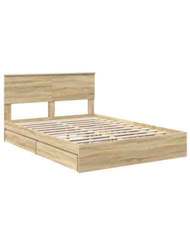 Letto con Contenitore con testiera Rovere Sonoma 150 x 200 cm