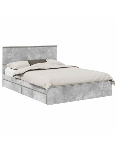 Letto con Contenitore con testiera Grigio cemento 150 x 200 cm
