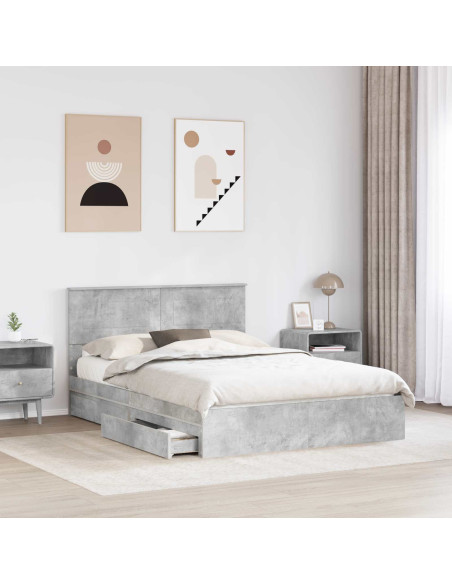 Letto con Contenitore con testiera Grigio cemento 150 x 200 cm