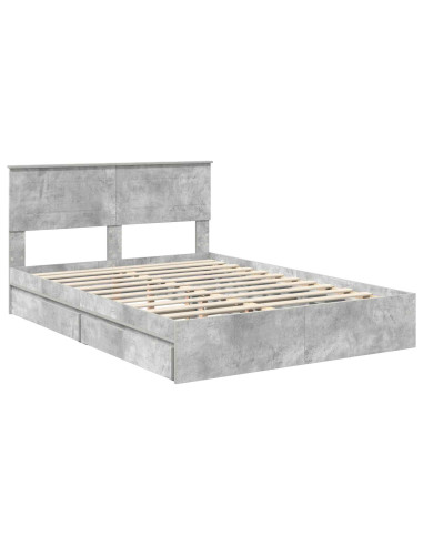 Letto con Contenitore con testiera Grigio cemento 150 x 200 cm