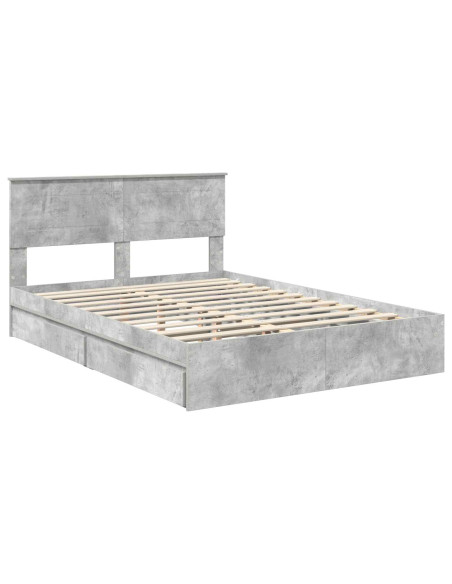 Letto con Contenitore con testiera Grigio cemento 150 x 200 cm