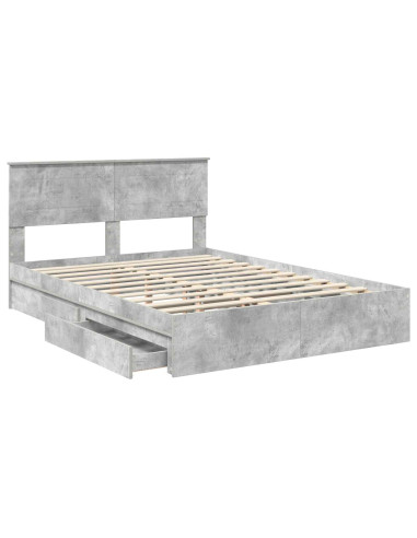 Letto con Contenitore con testiera Grigio cemento 150 x 200 cm