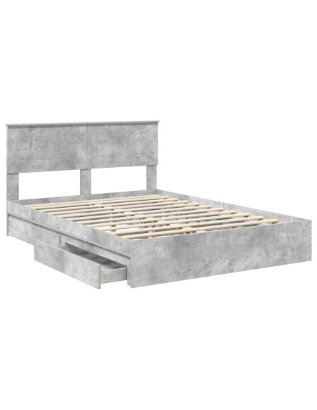 Letto con Contenitore con testiera Grigio cemento 150 x 200 cm