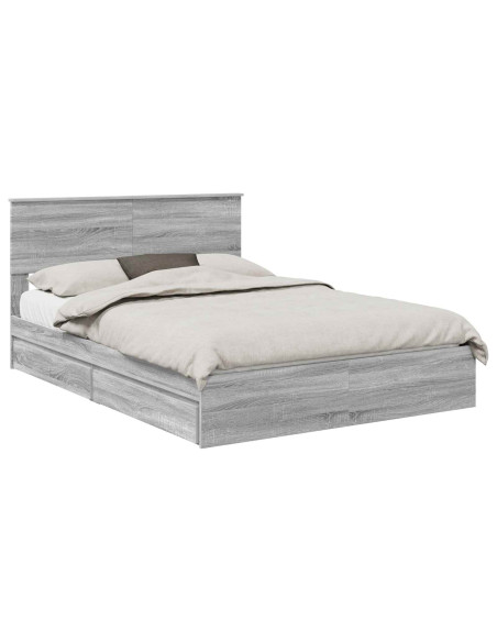 Letto con Contenitore con testiera Grigio Sonoma 150 x 200 cm