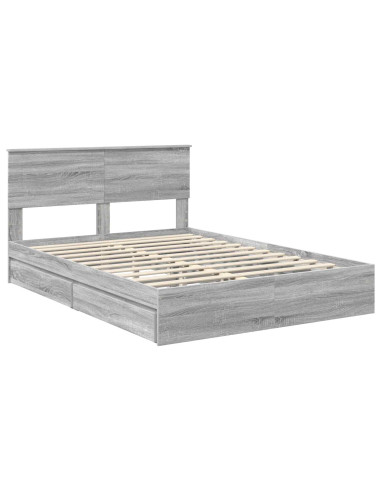 Letto con Contenitore con testiera Grigio Sonoma 150 x 200 cm
