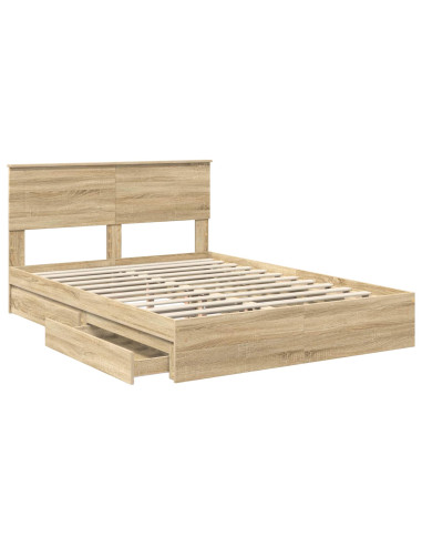 Letto con Contenitore con testiera Rovere Sonoma 140 x 200 cm
