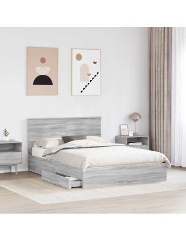 Letto con Contenitore con testiera Grigio Sonoma 140 x 200 cm