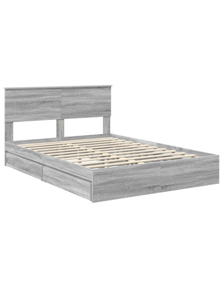 Letto con Contenitore con testiera Grigio Sonoma 140 x 200 cm