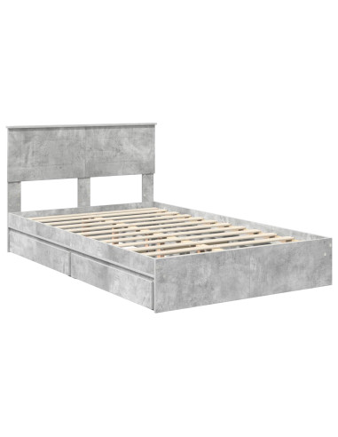 Letto con Contenitore con testiera Grigio cemento 135 x 190 cm